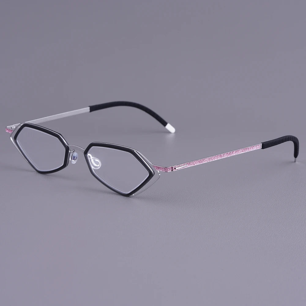 Bobbie Unisex Full Rim Geometric Titanium Eyeglasses V339-R-D