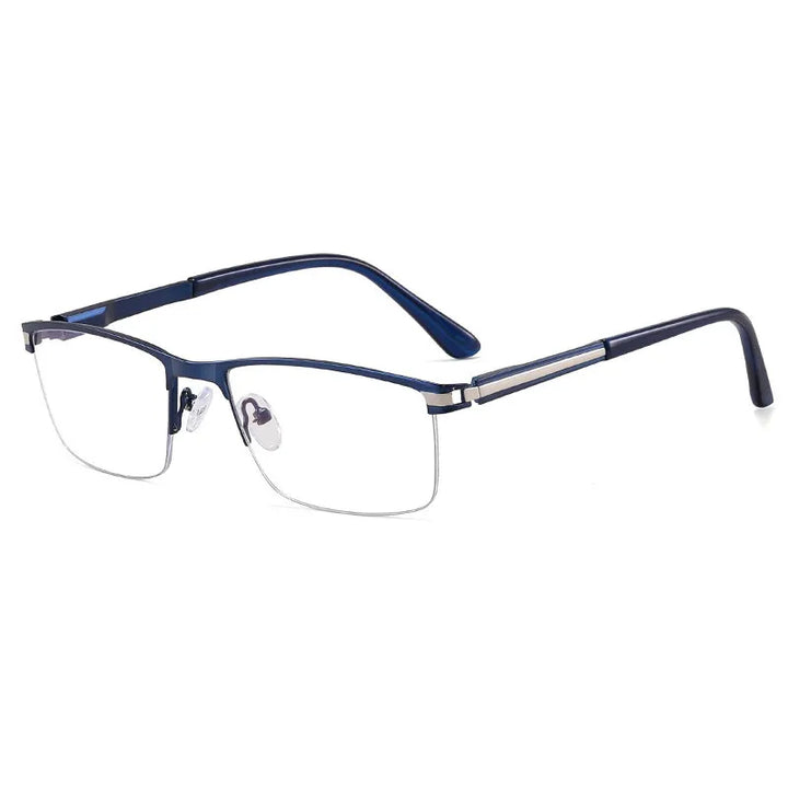 CCspace Semi Rim Square Alloy Spring Hinge Eyeglasses 300842 Semi Rim CCSpace Blue  