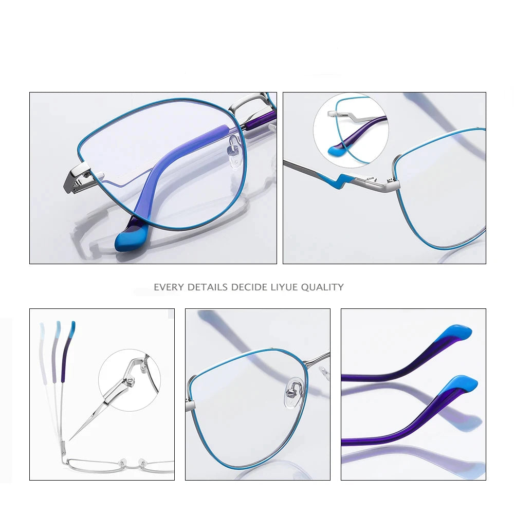 Laoyehui Women's Full Rim Square Cat Eye Alloy Reading Glasses Ms003 Reading Glasses Laoyehui   