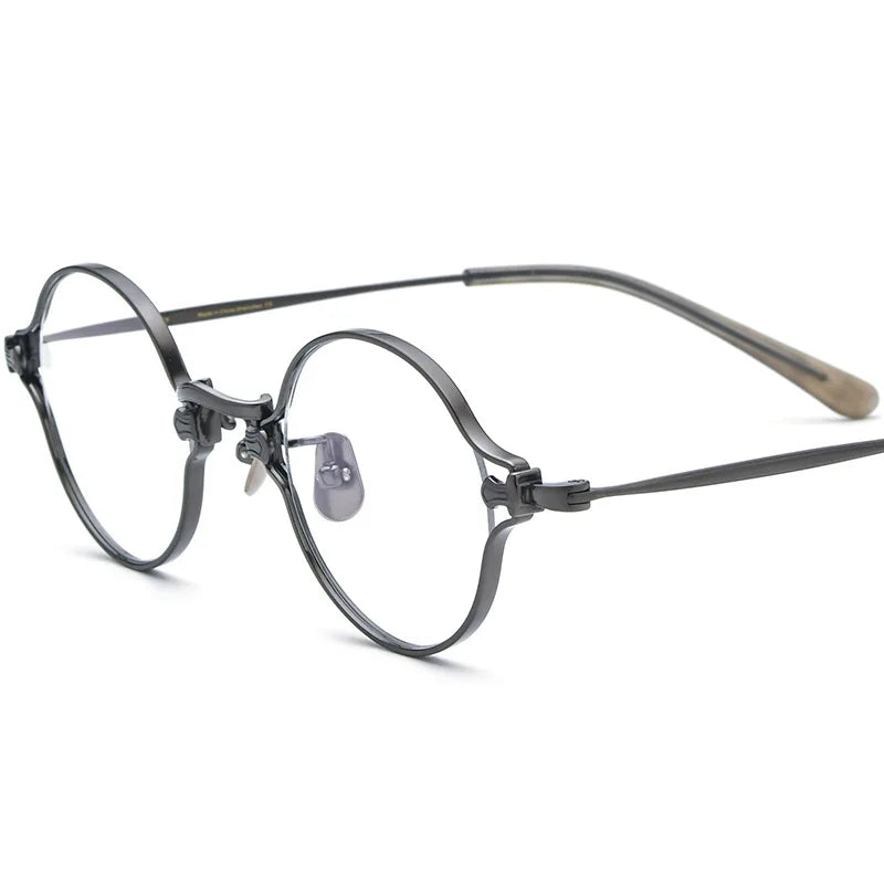 Nobler Unisex Full Rim Irregular Round Titanium Eyeglasses K188 Full Rim Nobler   