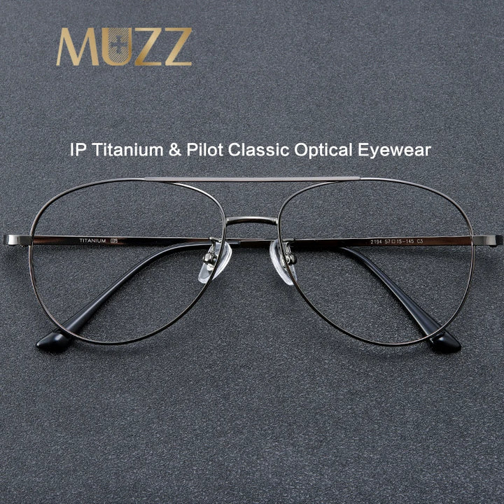 Muzz Unisex Full Rim Oval Double Bridge Titanium Eyeglasses 2194 Full Rim Muzz   