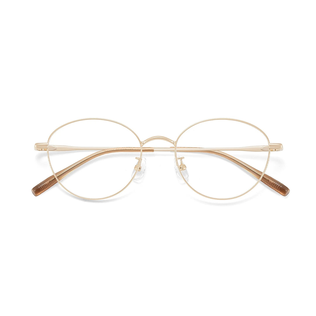 Yimaruili Unisex Full Rim Round Pure Titanium Eyeglasses 58272 — view 7 | Yimaruili at FuzWeb