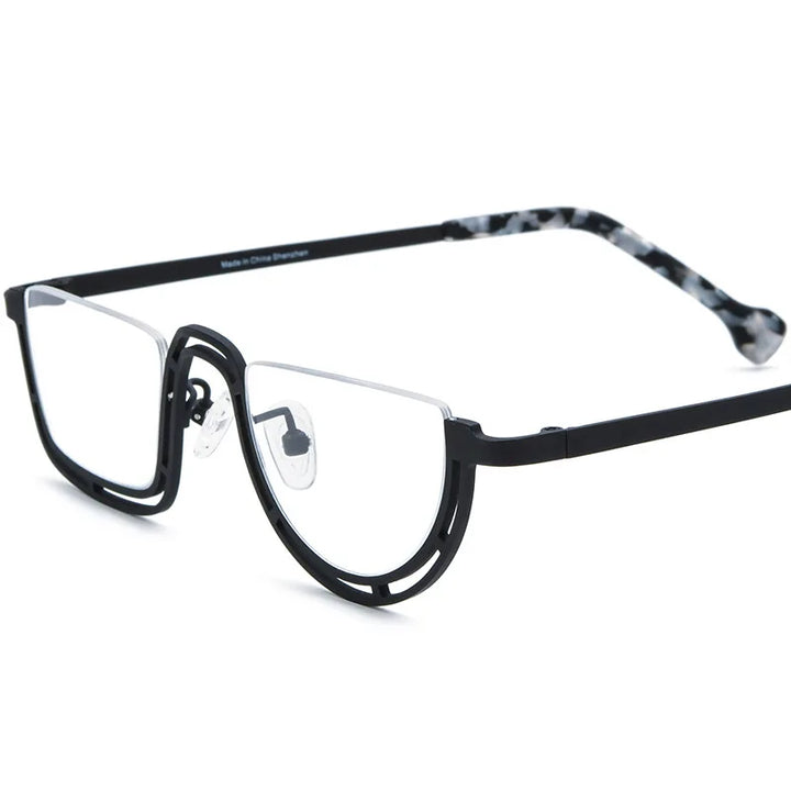 Nobler Women's Semi Rim Flat Top Square Titanium Eyeglasses 185898