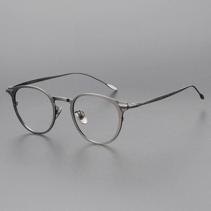 Yimaruili Unisex Full Rim Round Titanium Eyeglasses Y0061 Full Rim Yimaruili Eyeglasses Gun  