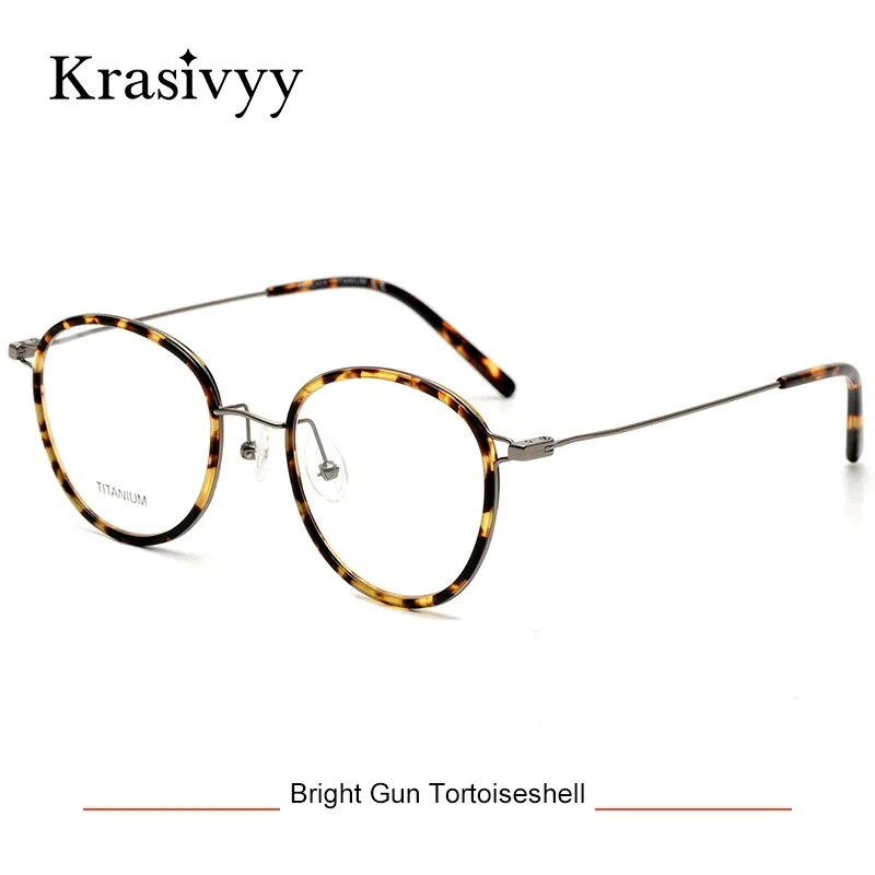 Krasivyy Men's Full Rim Square Tr 90 Titanium Eyeglasses Kr16065 Full Rim Krasivyy Gun Tortoiseshell CN 
