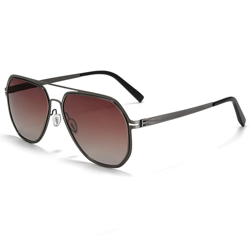 Yimaruili Men's Full Rim Oval Double Bridge Alloy Sunglasses 639688