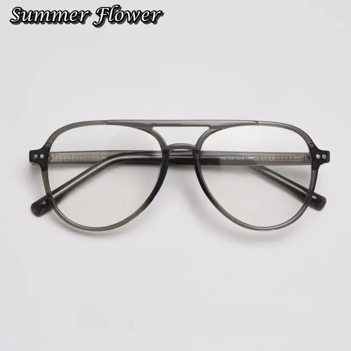 Summer Flower Unisex Full Rim Oval Double Bridge Tr 90 Titanium Eyeglasses 62154