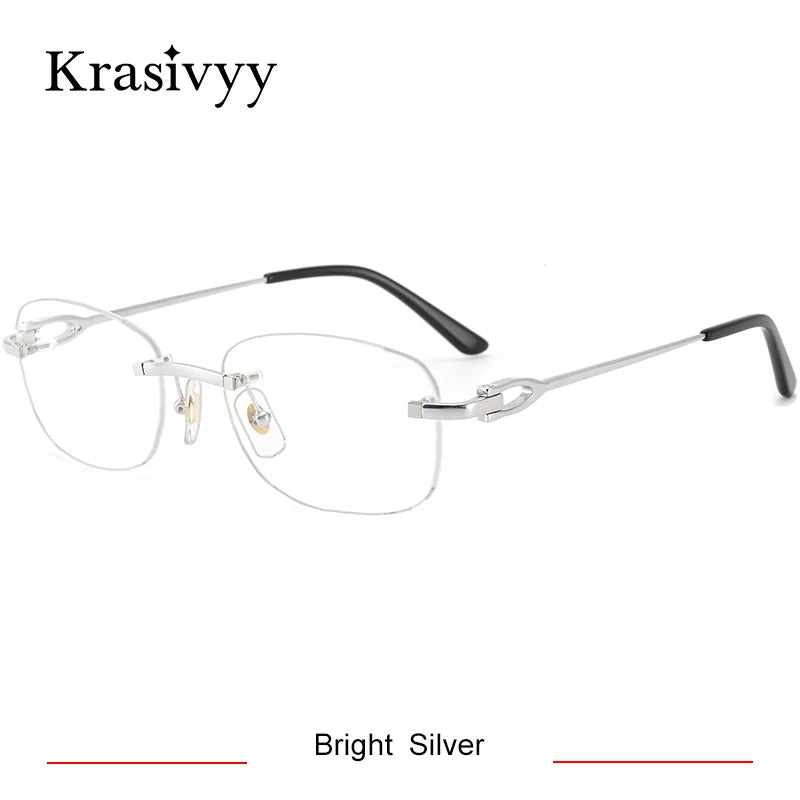 Krasivyy  Women's Rimless Oval Square Titanium Eyeglasses 310290