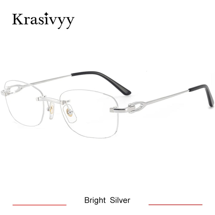 Krasivyy  Women's Rimless Oval Square Titanium Eyeglasses 310290