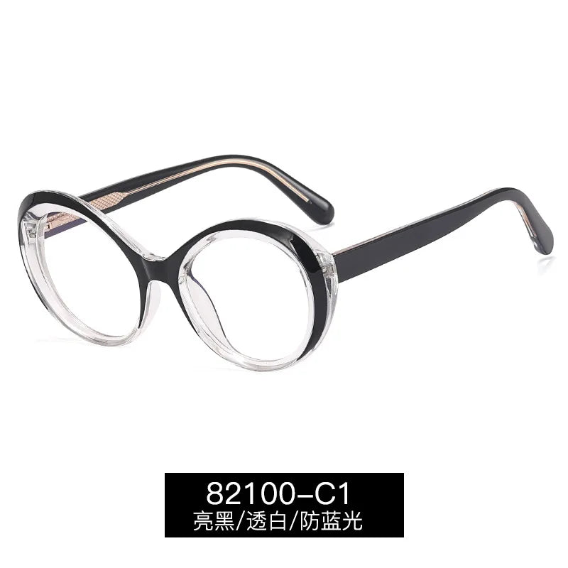 Reven Jate Unisex Full Rim Oval Round Tr 90 Alloy Eyeglasses 369142