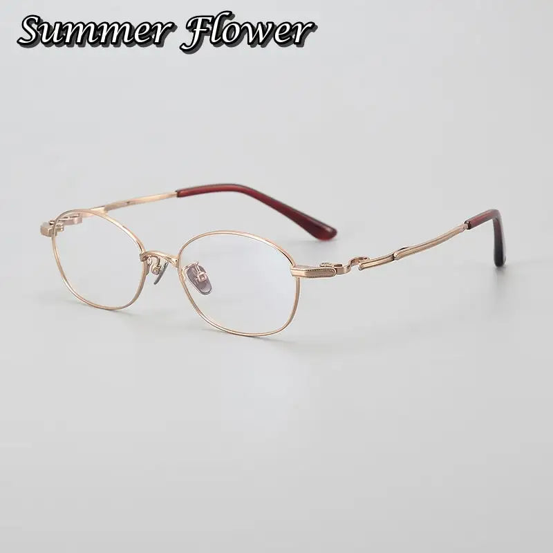 Summer Flower Unisex Full Rim Oval Round Titanium Eyeglasses 77049