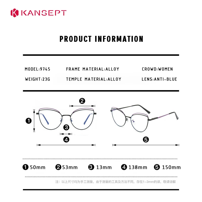 Kansept Women's Full Rim Cat Eye Alloy Reading Glasses 79745 Reading Glasses Kansept