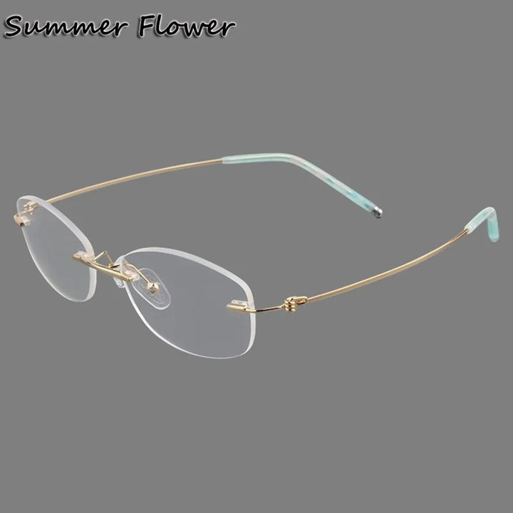 Summer Flower Women's Rimless Square Oval Titanium Eyeglasses 68587