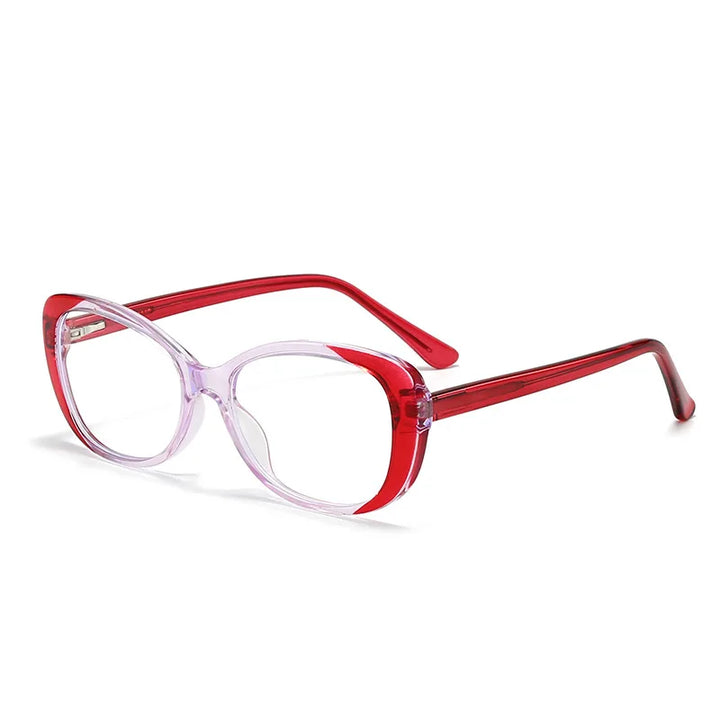 CCspace Women's Full Rim Small Oval Polycarbonate Eyeglasses 301422 Full Rim CCspace Red  