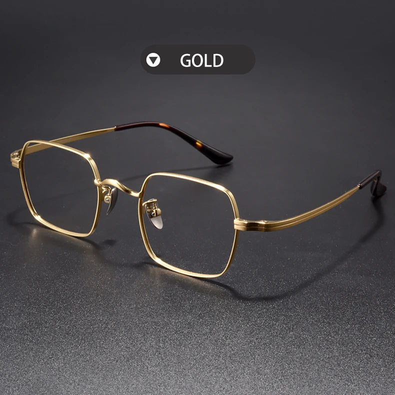 Vicky Men's Full Rim Square Titanium Reading Glasses V6801 Reading Glasses Vicky -400 6801-GOLD 