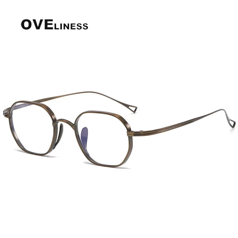 Oveliness Women's Full Rim Square Polygon Titanium Eyeglasses 9917 Full Rim Oveliness bronze  