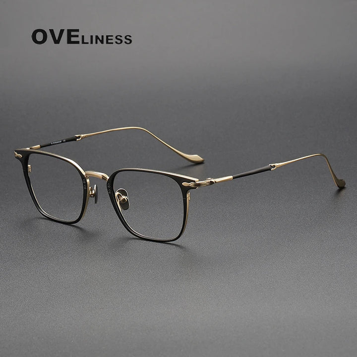 Oveliness Unisex Full Rim Square Titanium Eyeglasses  Om3135 Full Rim Oveliness black gold  