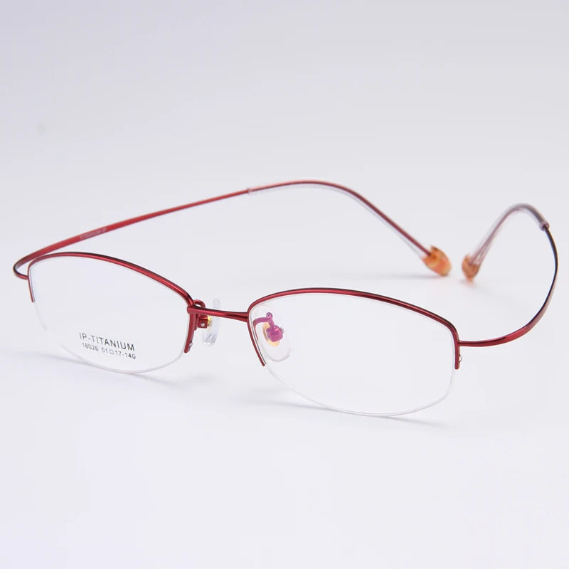 Bclear Women's Semi Rim Oval Square Titanium Eyeglasses 818026