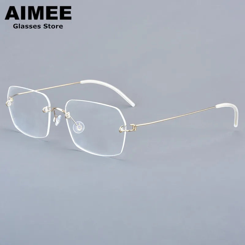 Aimee Women's Rimless Square Screwless Titanium Eyeglasses 92539 Rimless Aimee Golden