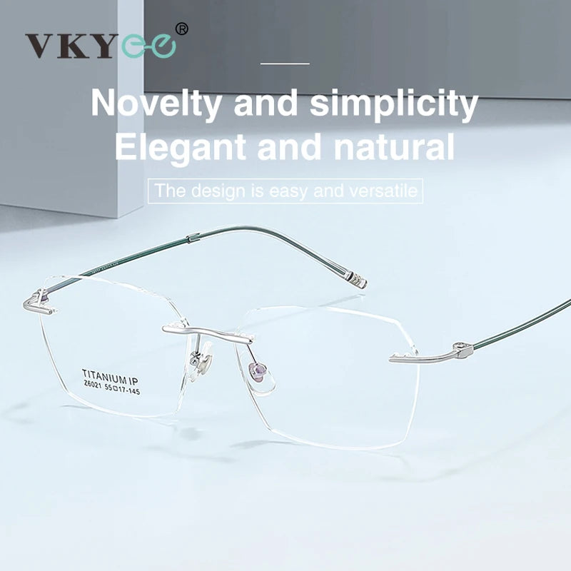 Vicky Unisex Rimless Square Titanium Reading Glasses V6021 Reading Glasses Vicky   