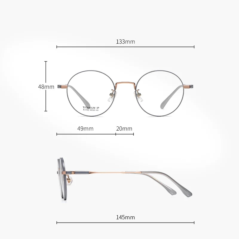 Reven Jate Women's Full Rim Round Titanium Eyeglasses 31102