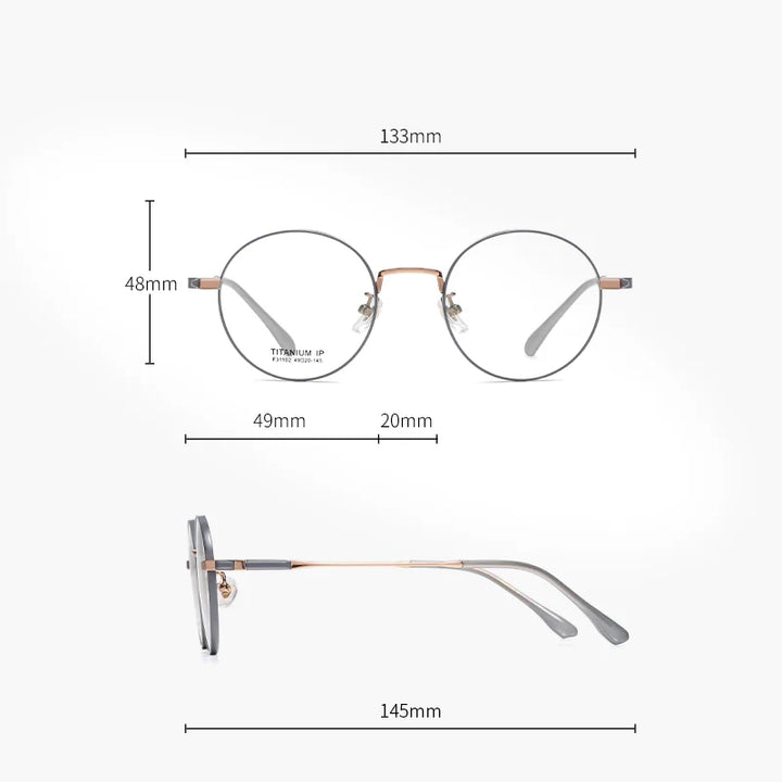 Reven Jate Women's Full Rim Round Titanium Eyeglasses 31102