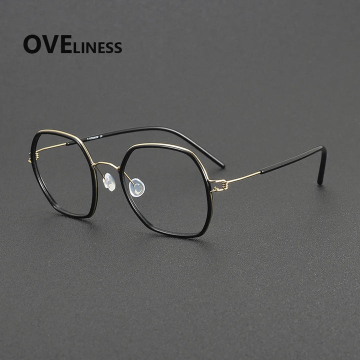Oveliness Women's Full Rim Polygon Acetate Titanium Eyeglasses 381044