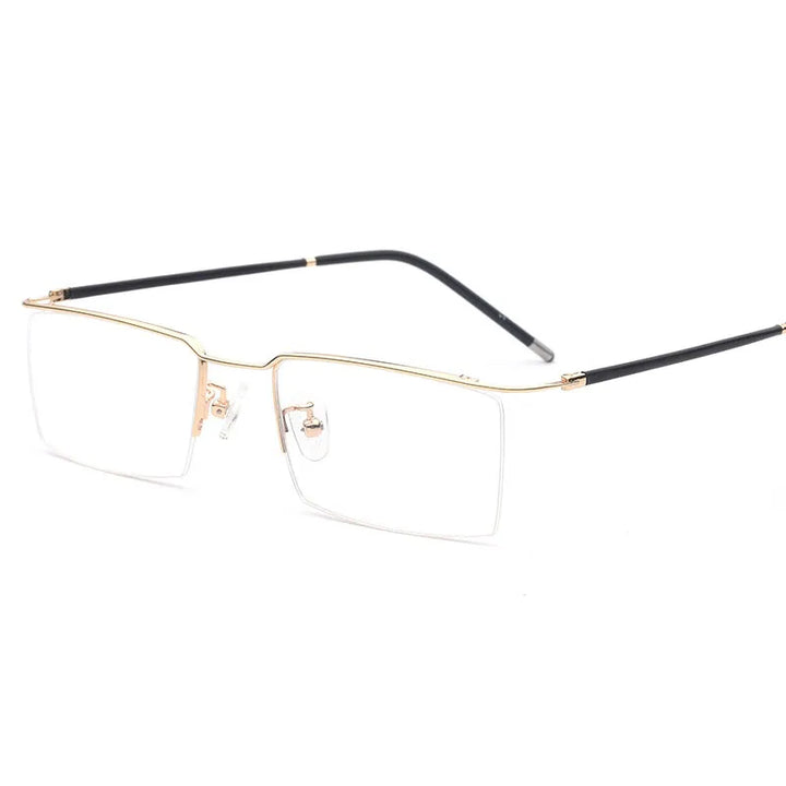 Hdcrafter Women's Semi Rim Square Brow Line Titanium Eyeglasses 6340 Semi Rim Hdcrafter Eyeglasses GOLD