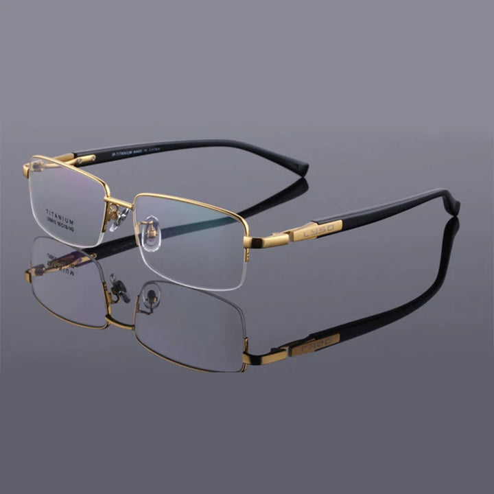 Zirosat Unisex Semi Rim Square Titanium Eyeglasses 59910