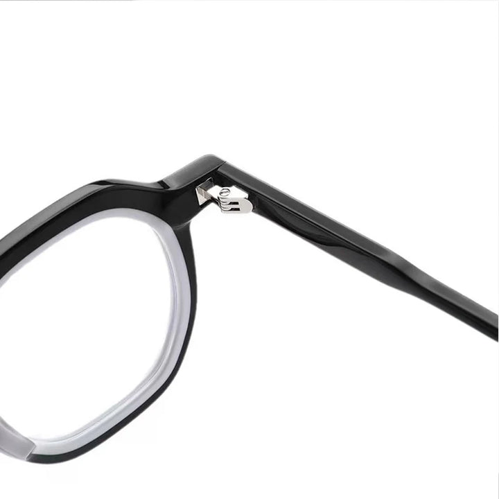 Hewei Unisex Full Rim Flat Top Polygon Acetate Eyeglasses 2290 Full Rim Hewei   