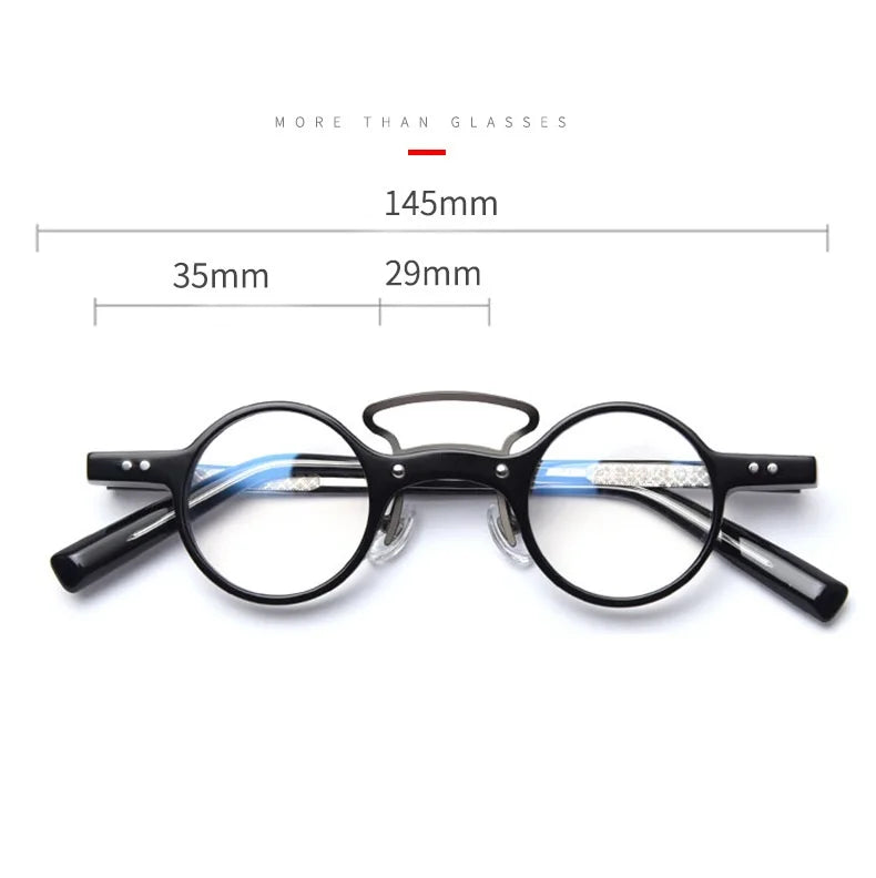 Cubojue Unisex Full Rim Round Double Bridge Acetate Titanium Reading Glasses 98003