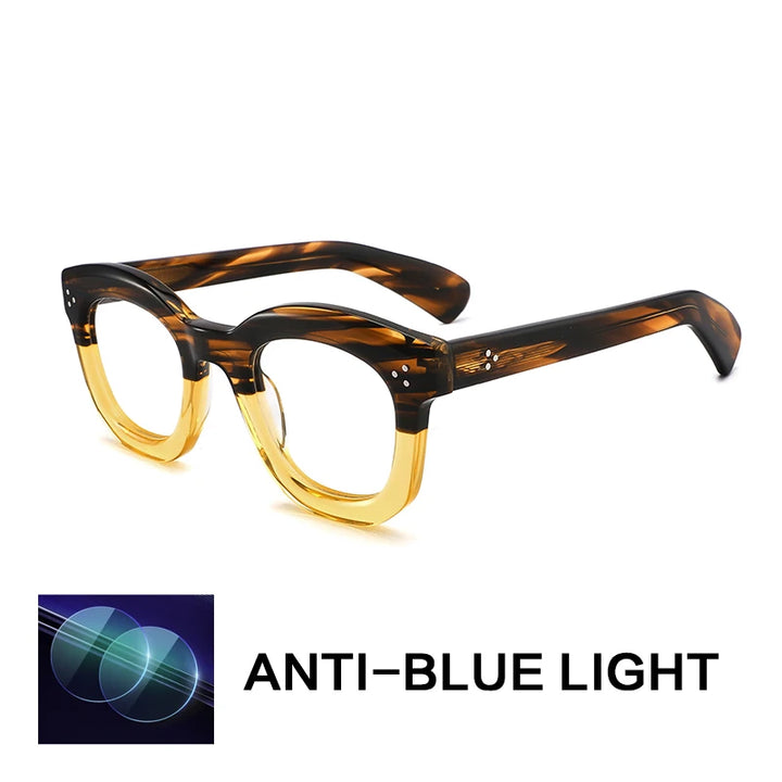 Gatenac Unisex Full Rim Flat Top Oval Acetate Reading Glasses G62207