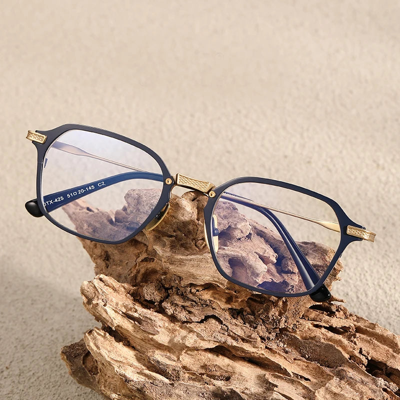 Black Mask Unisex Full Rim Square Titanium Acetate Eyeglasses 812425