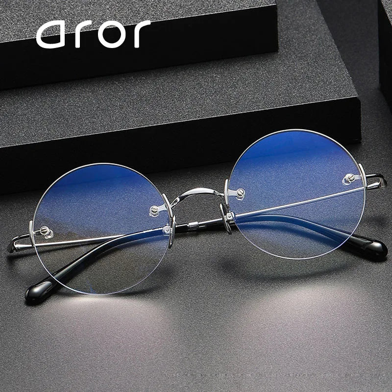 Aror Women's Rimless Round Oval Titanium Eyeglasses 45297 Rimless Aror