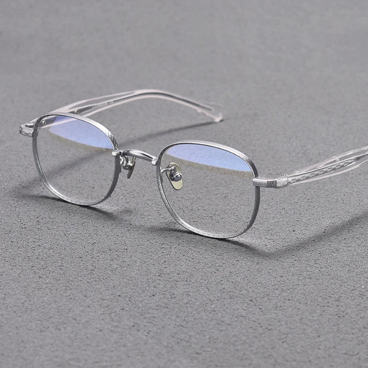 Black Mask Unisex Full Rim Square Titanium Acetate Eyeglasses Hs217 Full Rim Black Mask Silver  