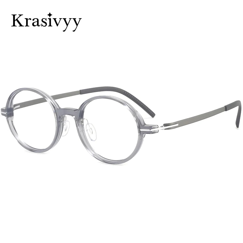 Krasivyy Men's Full Rim Round Titanium Prescription Eyeglasses KR5001B