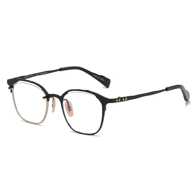 Aimee Unisex Full Rim Square Titanium Eyeglasses 130056 Full Rim Aimee Black gold  