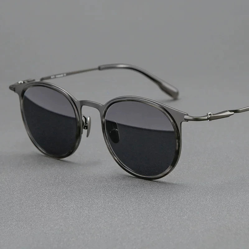Blackmask Unisex Full Rim Round Titanium Polarized Sunglasses BM-0056S