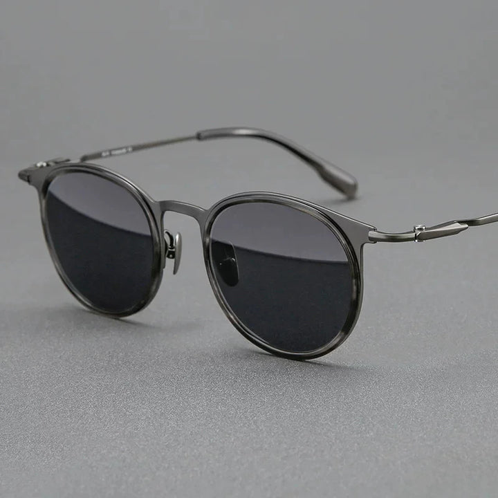 Blackmask Unisex Full Rim Round Titanium Polarized Sunglasses BM-0056S