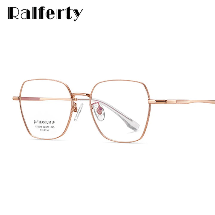 Ralferty Women's Full Rim Square Polygon Titanium Eyeglasses R6216 Full Rim Ralferty   