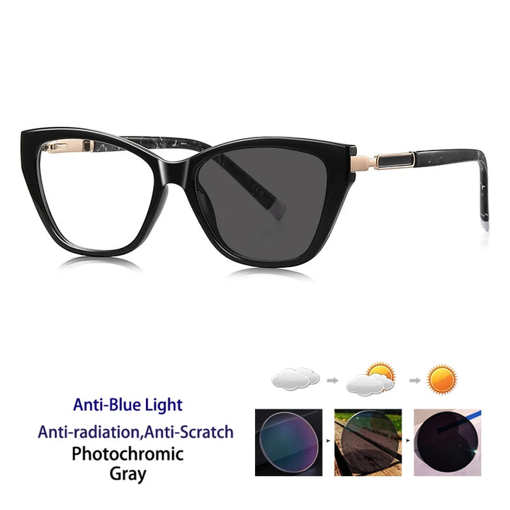 Kocolior Women's Full Rim Cat Eye Acetate Photochromic Reading Glasses 72209