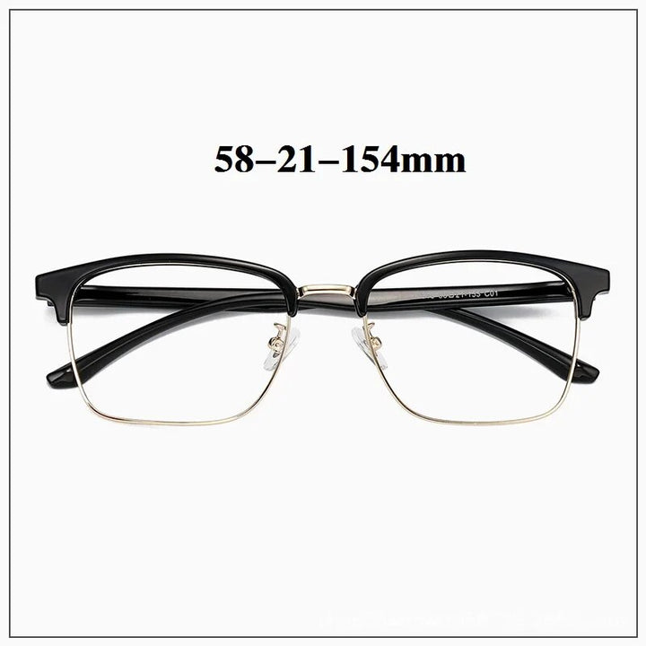 Cubojue Unisex Full Rim Oversized Wide Square Acetate Alloy Frame Eyeglasses 3513 Full Rim Cubojue black gold no function lens 0 