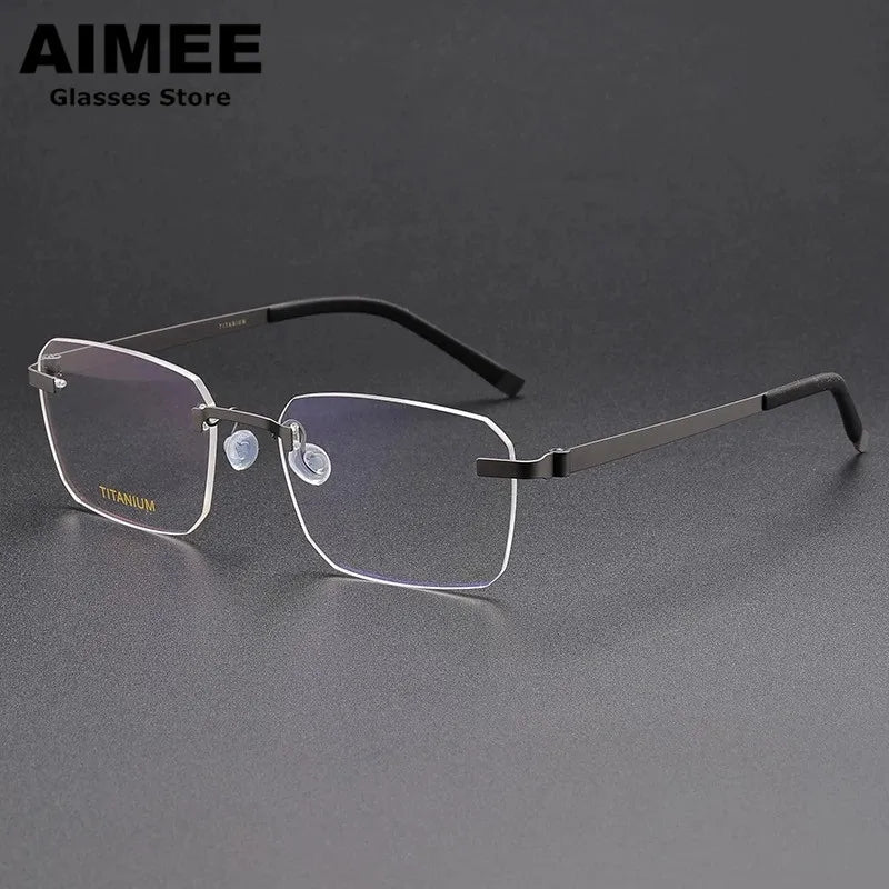 Aimee Women's Rimless Square Screwless Titanium Eyeglasses 24341