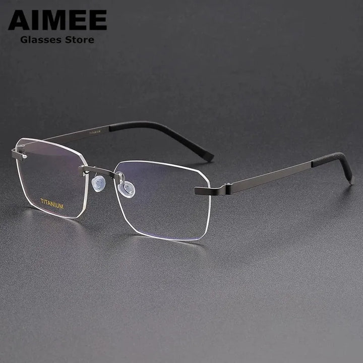 Aimee Women's Rimless Square Screwless Titanium Eyeglasses 24341