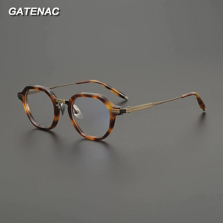 Gatenac Men's Full Rim Big Square Acetate Titanium Eyeglasses G8828