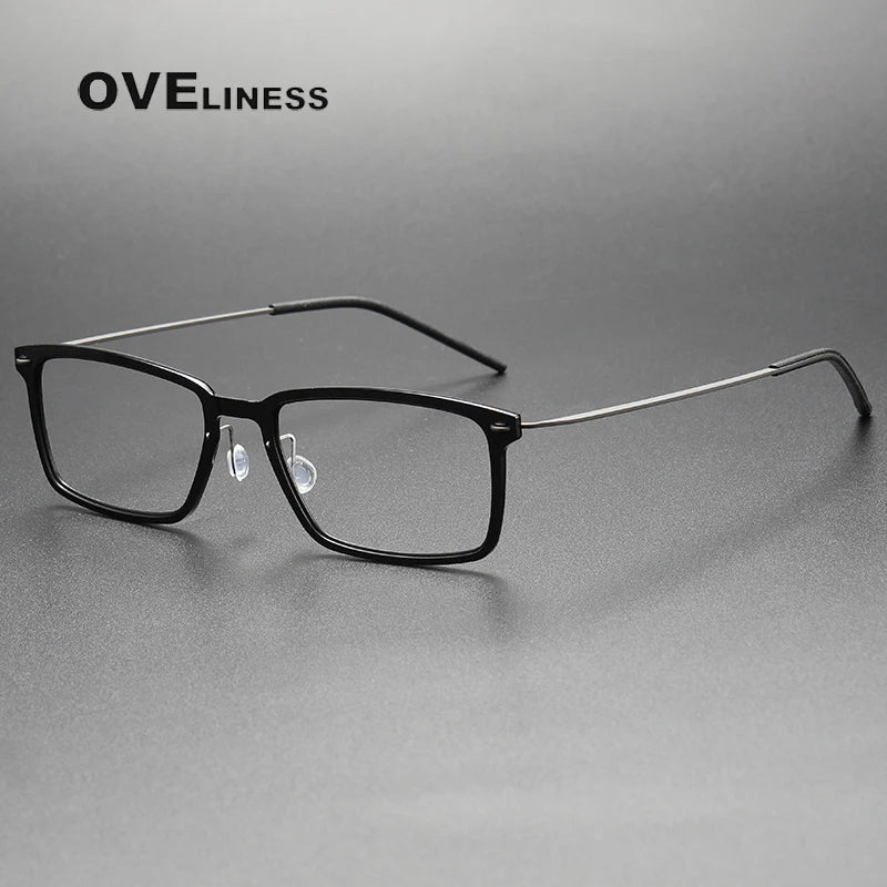 Oveliness Unisex Full Rim Square Acetate Titanium Eyeglasses 396528