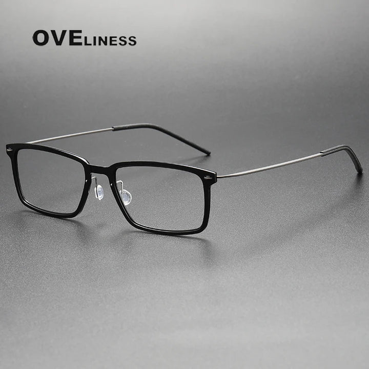 Oveliness Unisex Full Rim Square Acetate Titanium Eyeglasses 396528