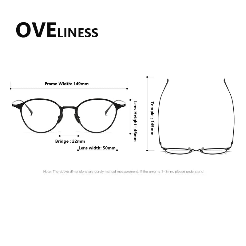Oveliness Men's Full Rim Round Titanium Eyeglasses 642040