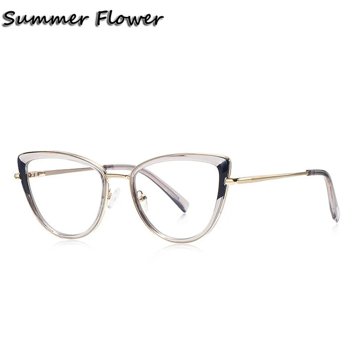 Summer Flower Women's Full Rim Cat Eye Tr 90 Titanium Eyeglasses 31274