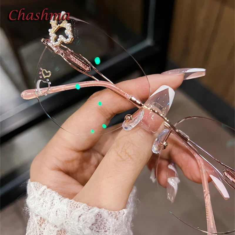 Chashma Ochki Women's Rimless Cat Eye Butterfly Titanium Eyeglasses 001 Rimless Chashma Ochki   